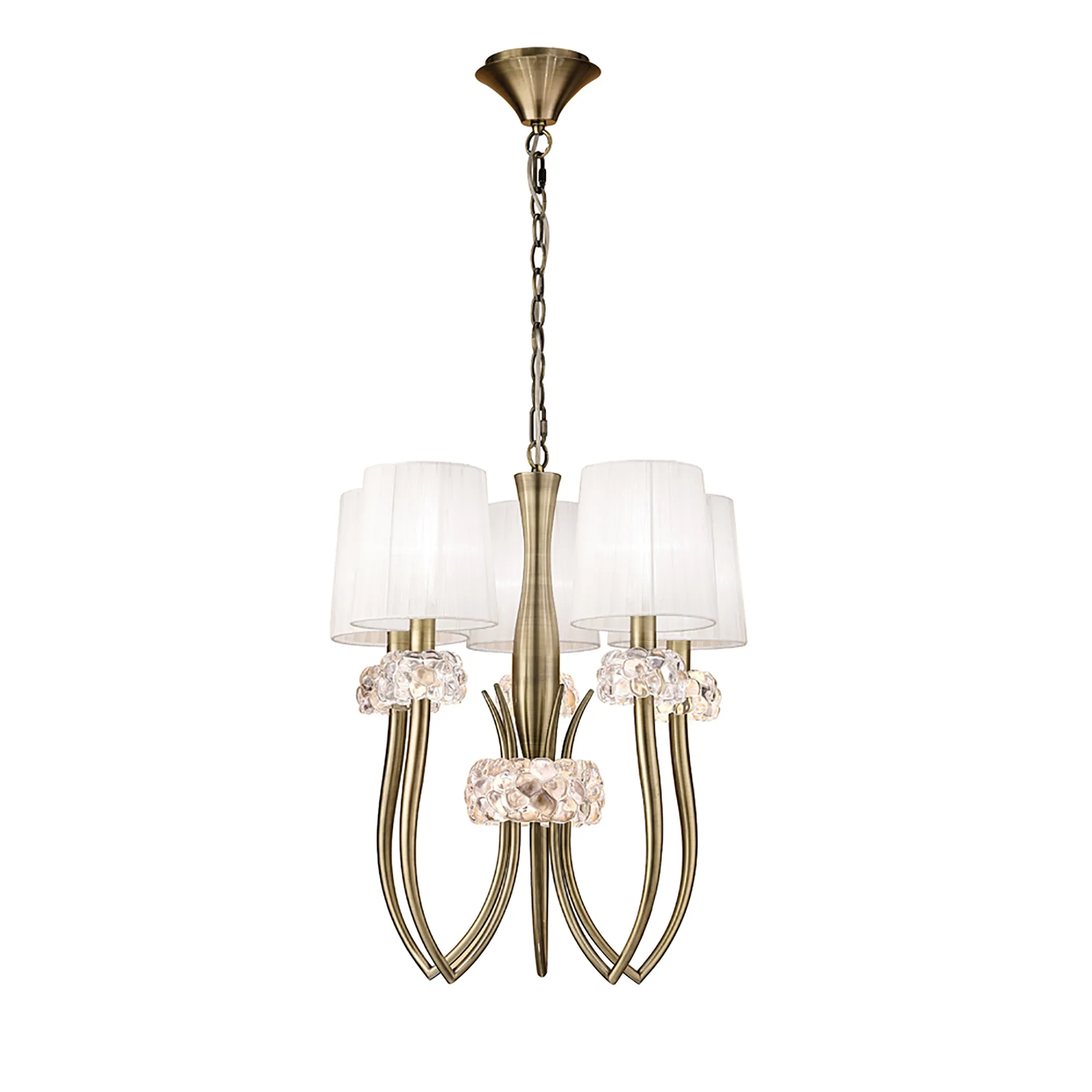 M4632AB/WS  Loewe Pendant 5 Light Antique Brass